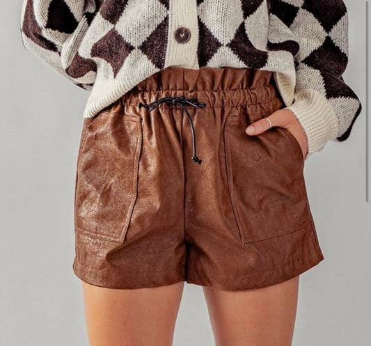 The Paperbag Faux Leather Shorts
