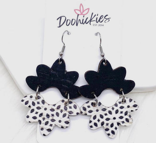 Black And Abstract Blossom Corkie Earring