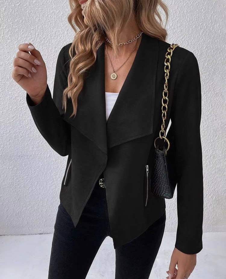 Black Faux Suede Blazer