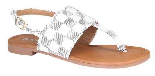 White Checker Sandal