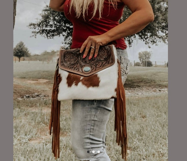 Cowhide Fringe Western Crossbody