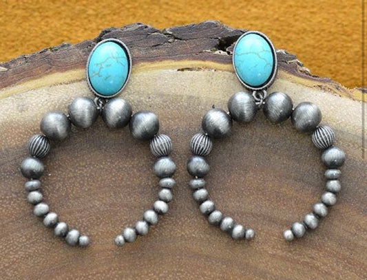 Navajo Beaded Earring with Stone