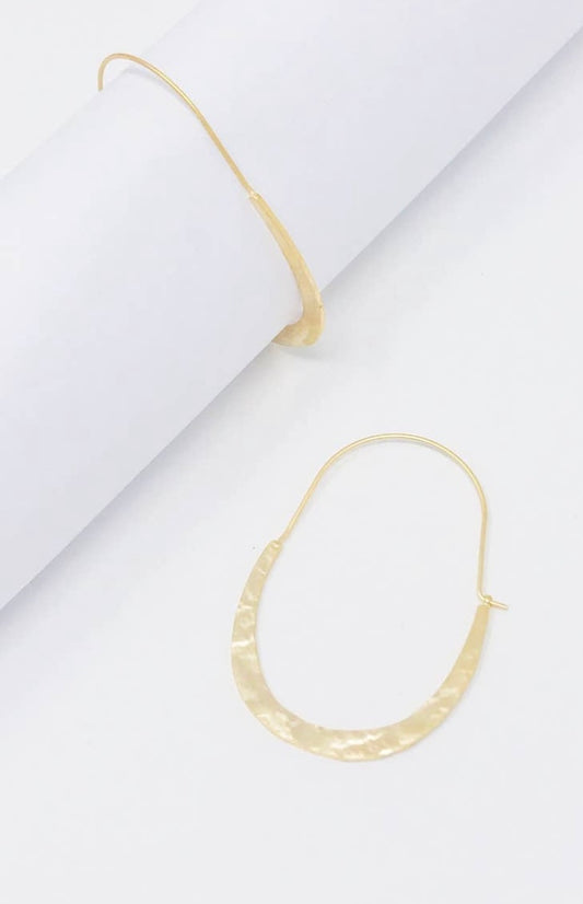 Crescent Hammered Hoop Earrings