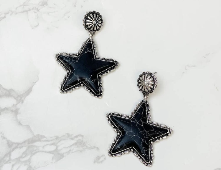 Semi Precious Star Statement Earrings