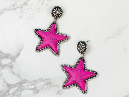 Semi Precious Star Statement Earrings