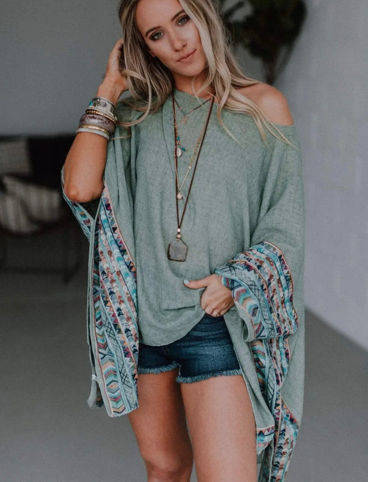 The Fallon Embroidered Sleeve Poncho