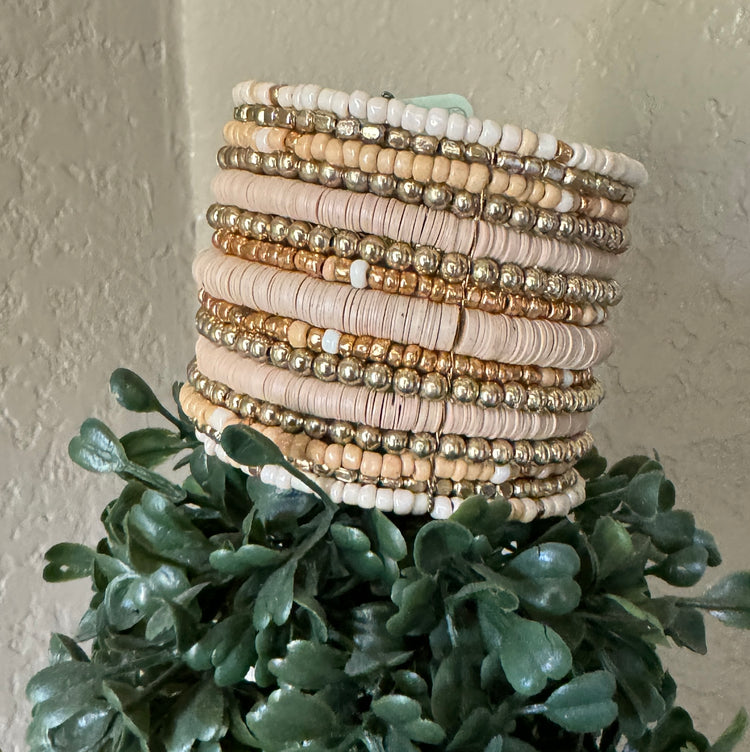 Ivory Beaded Seed Cuff Bracelet