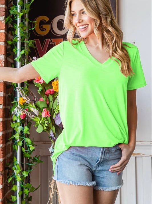 Let it Glow V Neck Tee