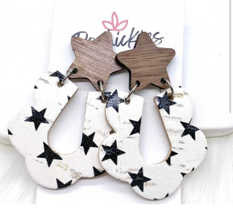 Walnut Star Loopie Earrings