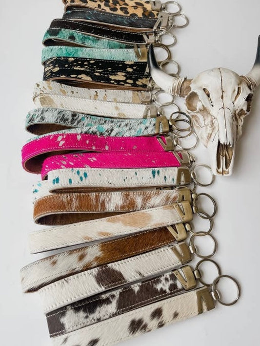 Western Hair on Cowhide Keychain