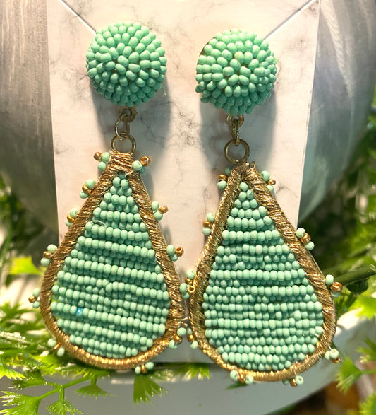 Mint Treasure Beaded Earring