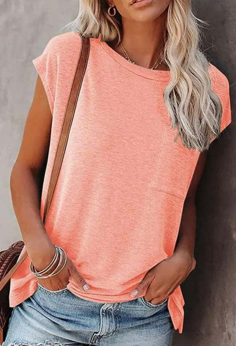 Soft Round Neckline Short Sleeve Tee