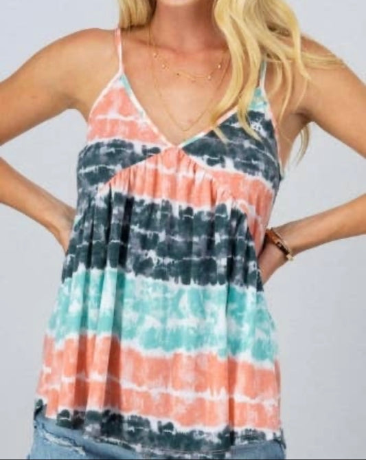 Flare Tie Dye Spaghetti Strap Top