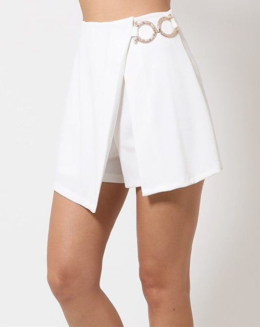 Double Layer Detailed Fashion Shorts w/ Gold Buckle in multiple colors